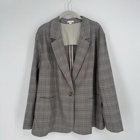 J.jill blazer 2x gray plaid jacket workwear business office career plus size - Picture 1 of 5
